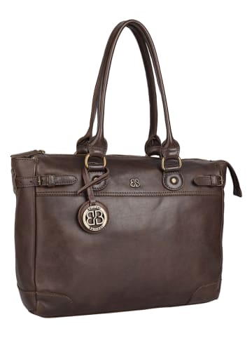 Bellicci Leder-Schultertasche "Chelsea" in Dunkelbraun - (B)34 x (H)29,5 x (T)10 cm