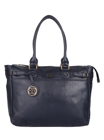 Bellicci Leren schoudertas "Chelsea" donkerblauw - (B)34 x (H)29,5 x (D)10 cm