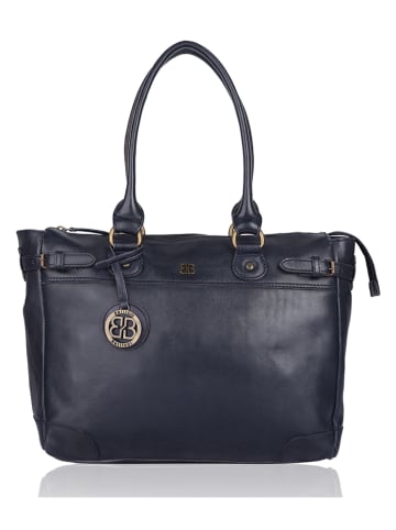 Bellicci Skórzana torebka "Chelsea" w kolorze granatowym - 34 x 29,5 x 10 cm