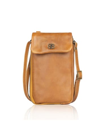 Bellicci Leren smartphonetas "Cherie" mosterdgeel - (B)11 x (H)19 x (D)3 cm