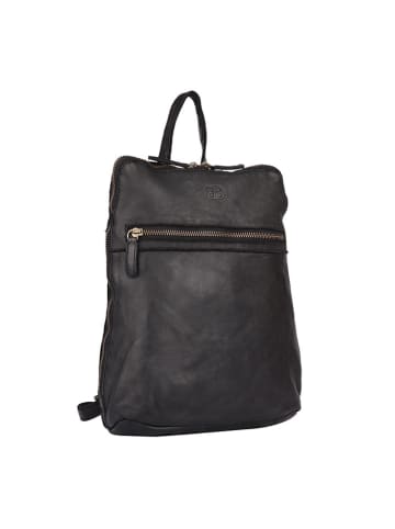 Bellicci Leder-Rucksack "Cheyenne" in Schwarz - (B)23 x (H)31 x (T)10 cm