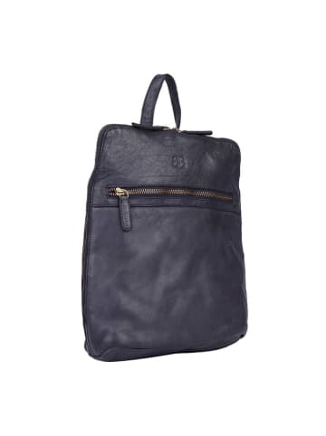 Bellicci Leren rugzak "Cheyenne" donkerblauw - (B)23 x (H)31 x (D)10 cm