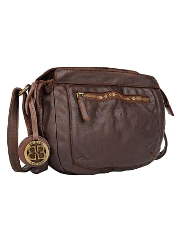 Bellicci Skórzana torebka w kolorze ciemnobrązowym - 25,5 x 22 x 8 cm