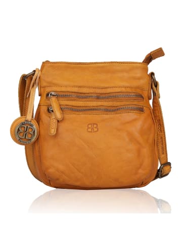 Bellicci Leren schoudertas "Cynthia" mosterdgeel - (B)22 x (H)24 x (D)9 cm