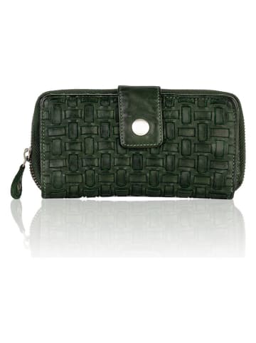 Bellicci Leder-Geldbörse in Grün - (B)18 x (H)9,5 x (T)3,5 cm