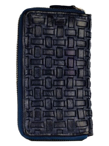 Bellicci Leren portemonnee donkerblauw - (B)18 x (H)9,5 x (D)3,5 cm