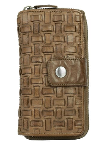 Bellicci Leren portemonnee taupe - (B)18 x (H)9,5 x (D)3,5 cm