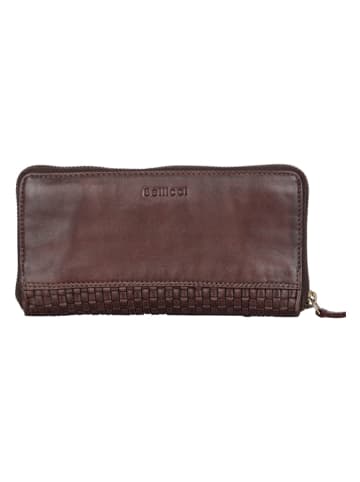 Bellicci Leder-Geldbörse "Eleanor" in Dunkelbraun - (B)19,5 x (H)9,5 x (T)2,5 cm