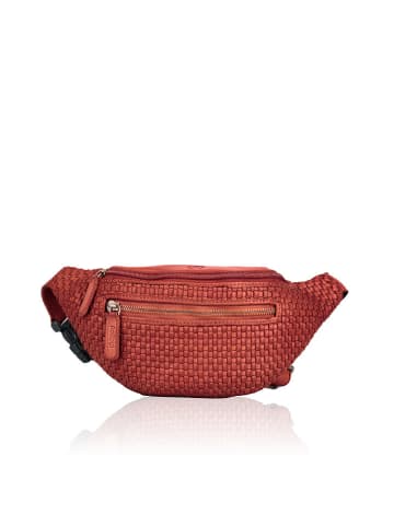 Bellicci Leren borstbuidel "Elliot" rood - (B)30 x (H)14 x (D)8 cm