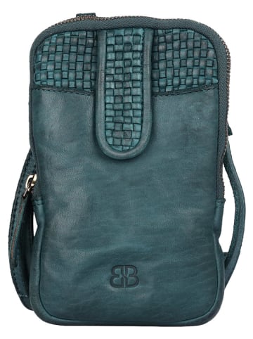 Bellicci Leder-Handytasche "Emberyl" in Petrol - (B)11 x (H)18 x (T)2 cm