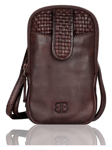 Bellicci Leder-Handytasche "Emberly" in Dunkelbraun - (B)11 x (H)18,5 x (T)2,5 cm