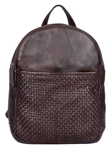 Bellicci Leren rugzak "Eve" donkerbruin - (B)22 x (H)29 x (D)9 cm