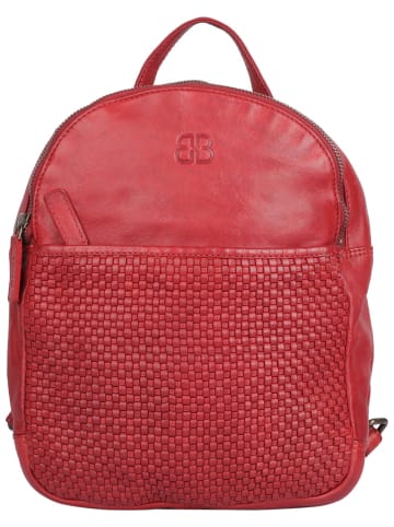 Bellicci Leren rugzak "Eve" rood - (B)22 x (H)29 x (D)9 cm