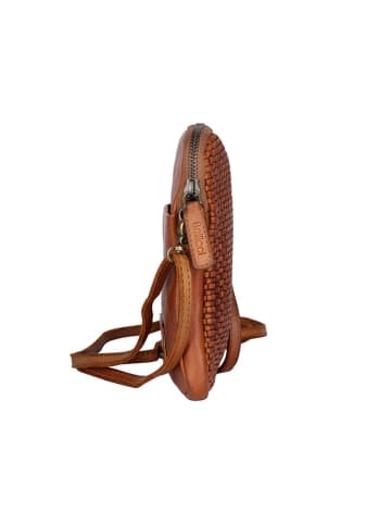 Bellicci Skórzana torebka "Everly" w kolorze jasnobrązowym na telefon - 11 x 19 x 2 cm