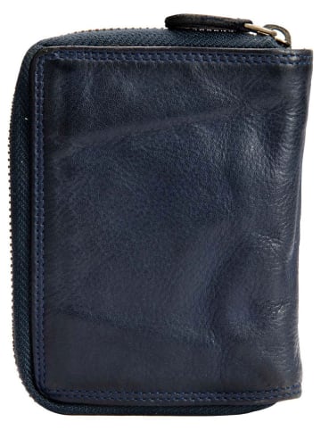 Bellicci Leren portemonnee "Greta" donkerblauw - (B)9,5 x (H)13 x (D)3 cm