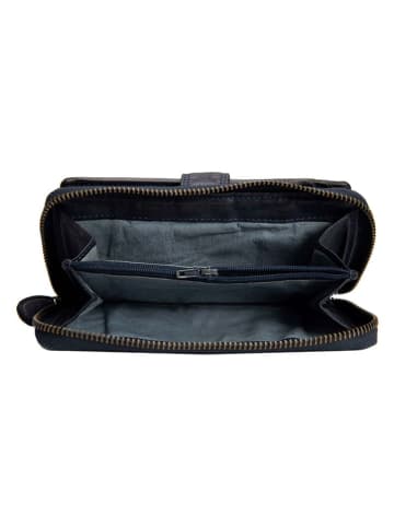 Bellicci Leren portemonnee "Greta" donkerblauw - (B)18 x (H)9,5 x (D)3,5 cm