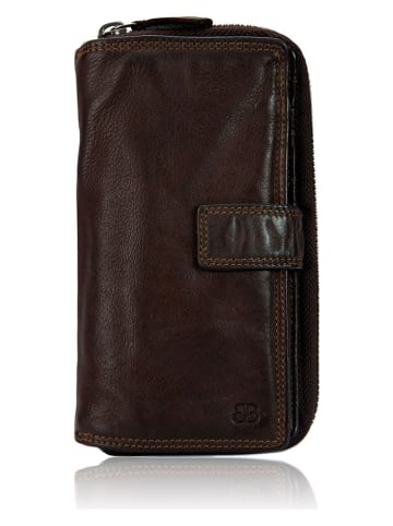 Bellicci Leren portemonnee "Greta" bruin - (B)18 x (H)9,5 x (D)3,5 cm