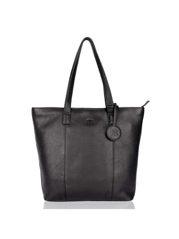 Bellicci Leder-Schultertasche "Kayden" in Schwarz - (B)36 x (H)44 x (T)12 cm