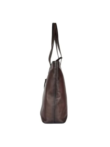 Bellicci Leren schoudertas "Kayden" bruin - (B)35 x (H)44 x (D)12 cm