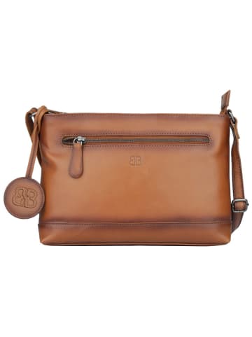 Bellicci Leder-Umhängetasche "Koffi" in Hellbraun - (B)26 x (H)18 x (T)7 cm