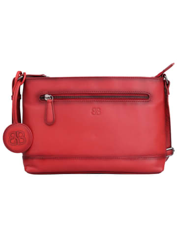 Bellicci Leren schoudertas "Koffi" rood - (B)26 x (H)18 x (D)7 cm