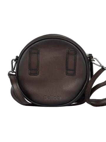 Bellicci Leren schoudertas "Koko" bruin - (B)18 x (H)18 x (D)5 cm