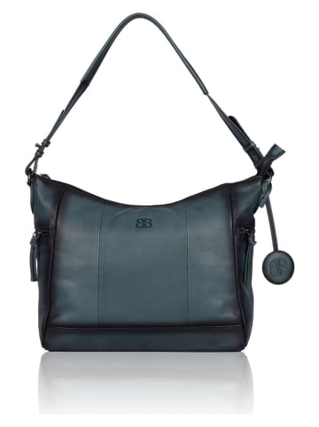 Bellicci Leder-Schultertasche "Kristiana" in Blau - (B)40 x (H)27 x (T)8 cm