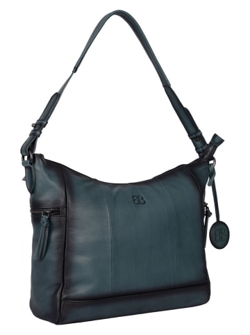 Bellicci Leren schoudertas "Kristiana" blauw - (B)40 x (H)27 x (D)8 cm