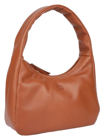 Bellicci Leren schoudertas "Kimbry" lichtbruin - (B)27 x (H)22 x (D)8 cm