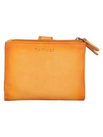 Bellicci Leren portemonnee "Kyoka" geel - (B)9 x (H)12 x (D)2 cm