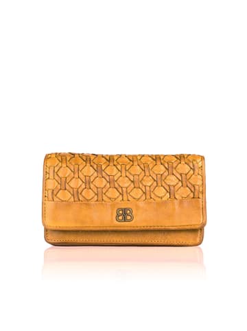 Bellicci Leren portemonnee "Perla" okergeel - (B)17,5 x (H)10 x (D)3 cm