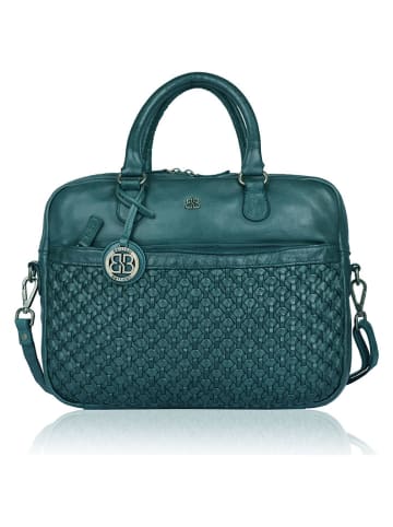 Bellicci Leder-Businesstasche "Presley" in Petrol - (B)37,5 x (H)27 x (T)5 cm