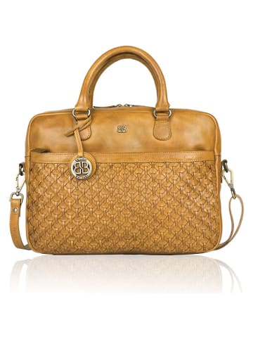 Bellicci Leder-Businesstasche "Presley" in Ocker - (B)37,5 x (H)27 x (T)5 cm