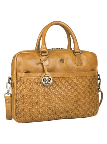 Bellicci Leder-Businesstasche "Presley" in Ocker - (B)37,5 x (H)27 x (T)5 cm