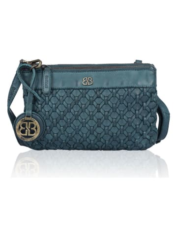 Bellicci Leder-Umhängetasche "Palmer" in Petrol - (B)23 x (H)15 x (T)4 cm