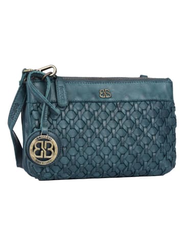 Bellicci Leder-Umhängetasche "Palmer" in Petrol - (B)23 x (H)15 x (T)4 cm