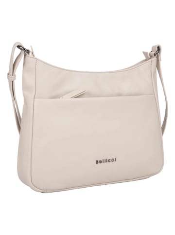 Bellicci Leder-Umhängetasche "Sidney" in Creme - (B)30 x (H)25 x (T)8 cm