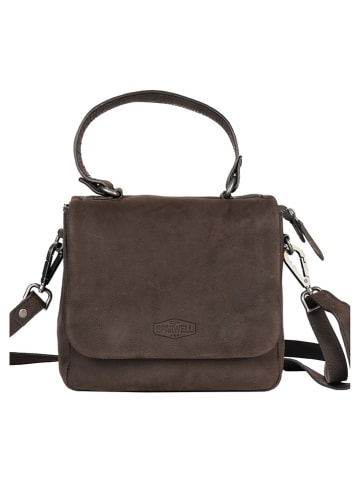 SPARWELL Leren schoudertas "Allen" bruin - (B)24 x (H)18 x (D)9 cm