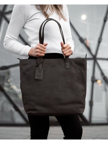 SPARWELL Leder-Schultertasche "Alice" in Braun - (B)34 x (H)41 x (T)12 cm