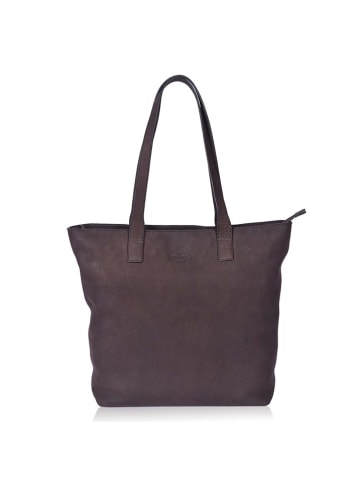 SPARWELL Leren schoudertas "Alice" bruin - (B)34 x (H)41 x (D)12 cm