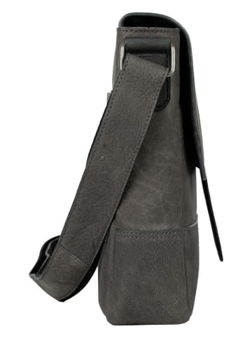 SPARWELL Leren schoudertas "Ace" antraciet - (B)37 x (H)28 x (D)8 cm