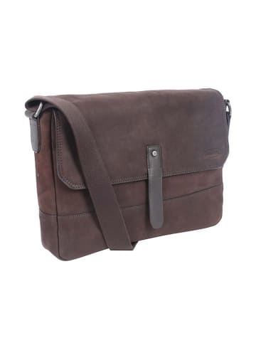 SPARWELL Leder-Umhängetasche "Ace" in Braun - (B)37 x (H)28 x (T)8 cm