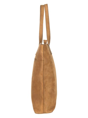 SPARWELL Skórzany shopper bag "Ashlee" w kolorze jasnobrązowym - 39 x 41 x 9 cm