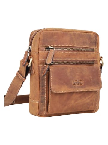 SPARWELL Leder-Umhängetasche "Braxton" in Cognac - (B)19 x (H)21 x (T)6 cm