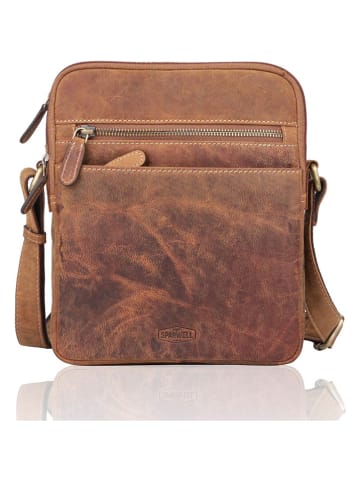 SPARWELL Leren schoudertas "Brody" cognackleurig - (B)20,5 x (H)24 x (D)6,5 cm