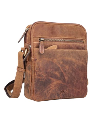 SPARWELL Leren schoudertas "Brody" cognackleurig - (B)20,5 x (H)24 x (D)6,5 cm