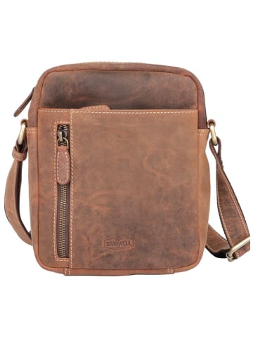 SPARWELL Leder-Umhängetasche "Bradley" in Hellbraun - (B)21 x (H)23 x (T)2 cm