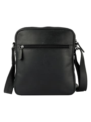 Bellicci Leren schoudertas "Karl" zwart - (B)24 x (H)27 x (D)8,5 cm