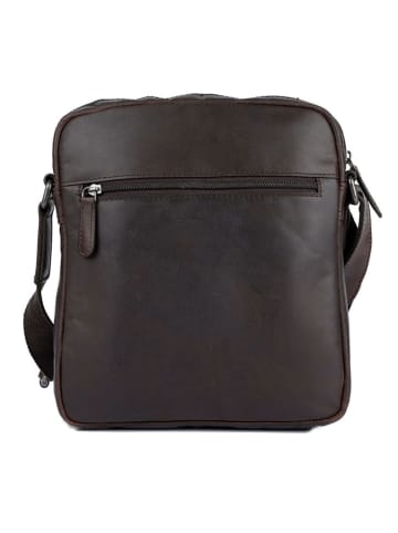 SPARWELL Leren schoudertas "Keen Karl" bruin - (B)24 x (H)27 x (D)8,5 cm