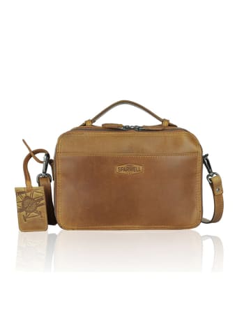 SPARWELL Leder-Umhängetasche "Kempt katalina" in Hellbraun - (B)24 x (H)16 x (T)8 cm